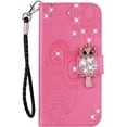 thumbnail image 3 of for Google Pixel 7 Pro Case with Credit Card Holder, Glitter Bling Diamond PU Leather Wallet Phone Case Flip Folio Book Cover for Google Pixel 7 Pro Owl Pink, 3 of 16