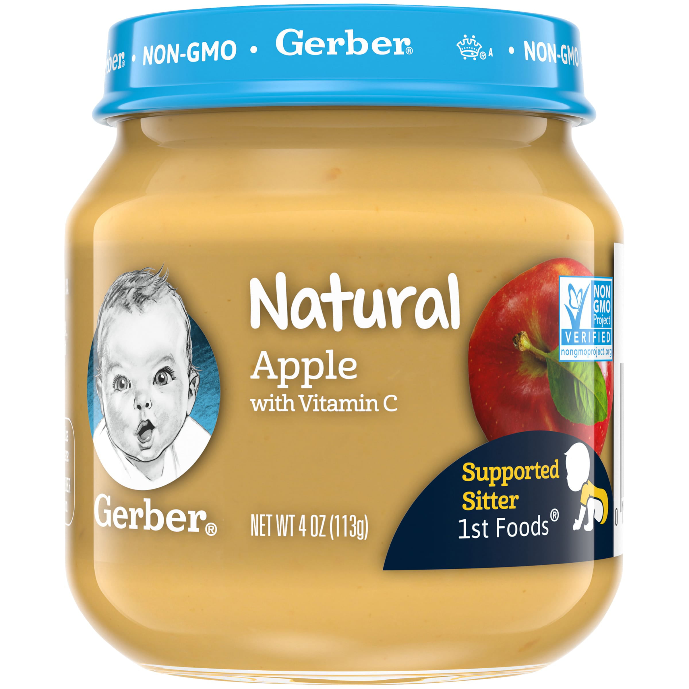 Gerber 1st Foods Natural Stage 1 Baby Food Apple, 4 oz, Jar - Walmart.com