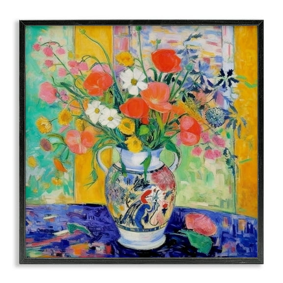 Stupell Industries Bold Bouquet Impression Plants & Flowers Painting Black Framed Art Print Wall Art, 12 x 12