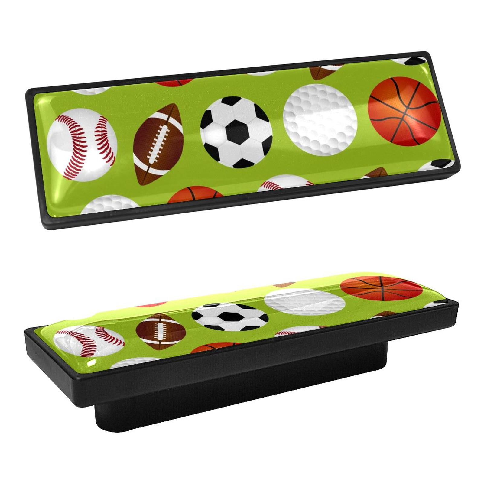 4 Pcs Rectangle Handle Cupboard Knob Drawer Pulls Handle Sports Balls Drawer Knobs with