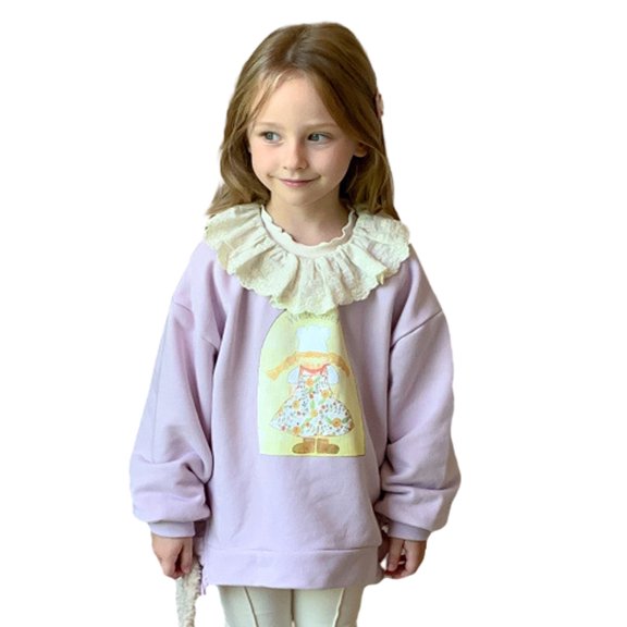 Esaierr Toddler Baby Girls Crewneck Sweatshirts Kids Sweet Sweatshirts Fashion Cartoon Long Sleeve T Shirts Girls Pullover Tops for 1-7Y