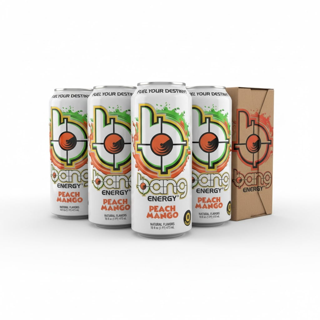 Bang Energy Peach Mango, Sugar-Free Energy Drink, 16-Ounce (Pack of 6)