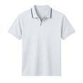 thumbnail image 4 of Men Polos Shirt Short Sleeve V Neck Lapel Vintage T Shirts Causal Loose Fashion Breathable Golf Tees (S, White), 4 of 8