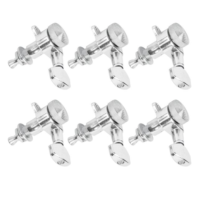 6Pcs Locking Guitar String Tuning Peg Metal Sealed Tuner Head Key Set Kit Silver for Acoustic and Electric Guitars