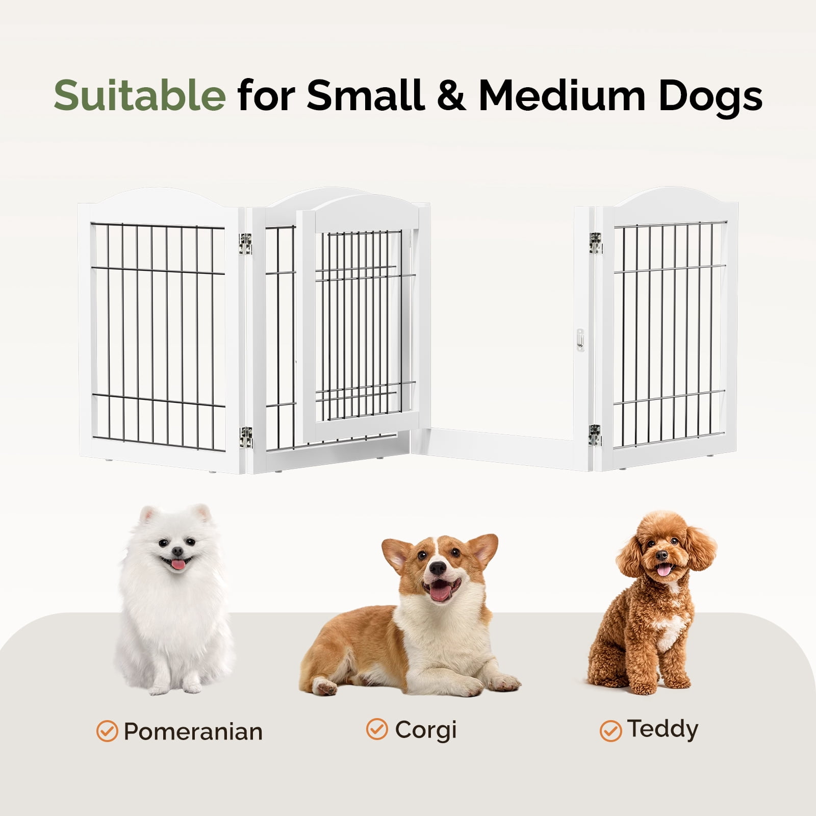 UBesGoo 4-Panel Adjustable Dog Gate, Freestanding No-Drill Safety Fence for Baby & Pet, White