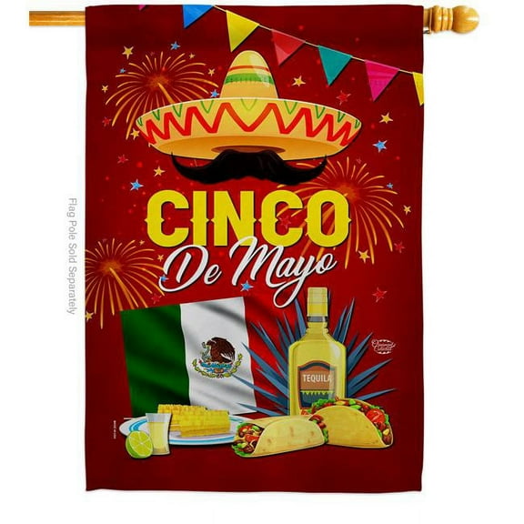 Ornament Collection H192537-BO Cinco Festival Summertime de Mayo 28 x 40 in. Double-Sided Decorative Vertical House Flags for Decoration Banner Garden Yard Gift