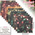 thumbnail image 2 of 24 hojas de papel para álbumes de recortes navideños de 15 x 15 cm con fondo colorido y brillo brillante, cartulina de felicitación, hojas de papel decorativas, 2 of 9