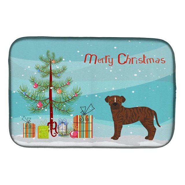 Carolines Treasures CK3809DDM Bullboxer Christmas Tree Dish Drying Mat