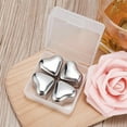 thumbnail image 4 of Stainless Steel Ice Cubes, Reusable Chilling Whiskey Stones Rocks with Tongs and Freezer Storage Tray for Whiskey Vodka Wine, Heart 4 pack, 4 of 6
