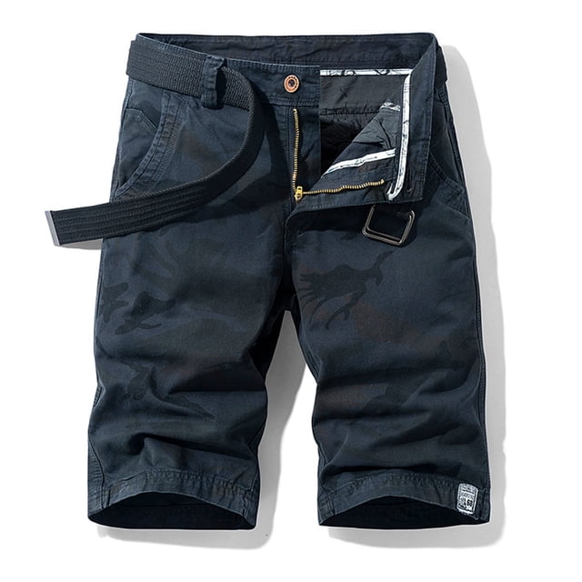 LOVZFMLL Fashion Men's Pocket Zipper Resilience Leisure Tooling Short Pants Gray 32
