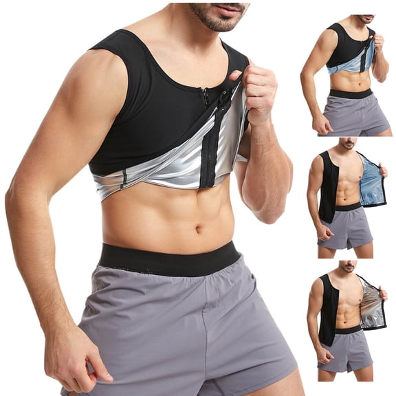 Sauna Suit for Men Waist Trainer Vest Front Zipper Body Shaper with Adjustable Tank Top Gym & Exercise Compression Vest, Sweat-Boosting Workout Top Size 4XL White