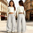 thumbnail image 2 of SJLDQY Sweatpants for Girls Trendy Graphic Baggy Pants Drawstring Waist Straight Leg Pants with Pockets, 2 of 5