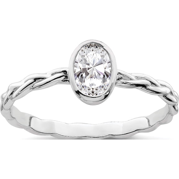 Jewelry by Sweet Pea Sterling Silver Rhodium Plated CZ Braided Ring