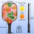 thumbnail image 4 of Pickleball Paddles Set Of 2, Fiberglass Surface, Vintage Floral Print, 4 Balls & Bag, 4 of 5