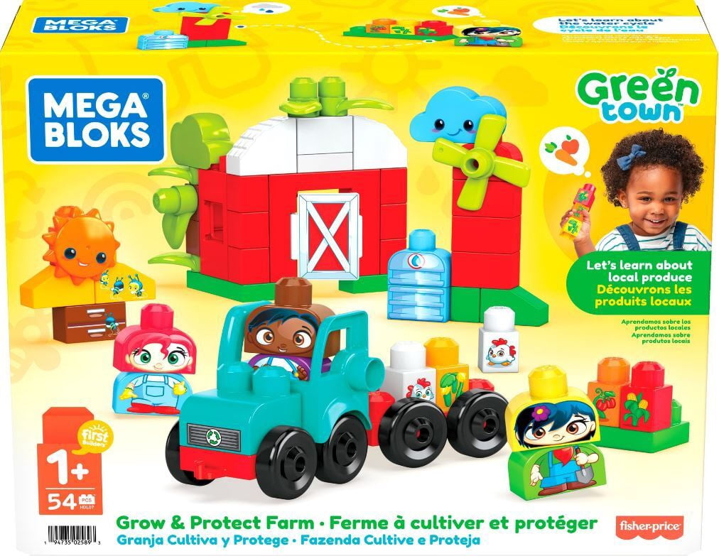 MEGA BLOKS - Green Town Grow & Protect Farm, 51 Piece Toddler Building Toy Set