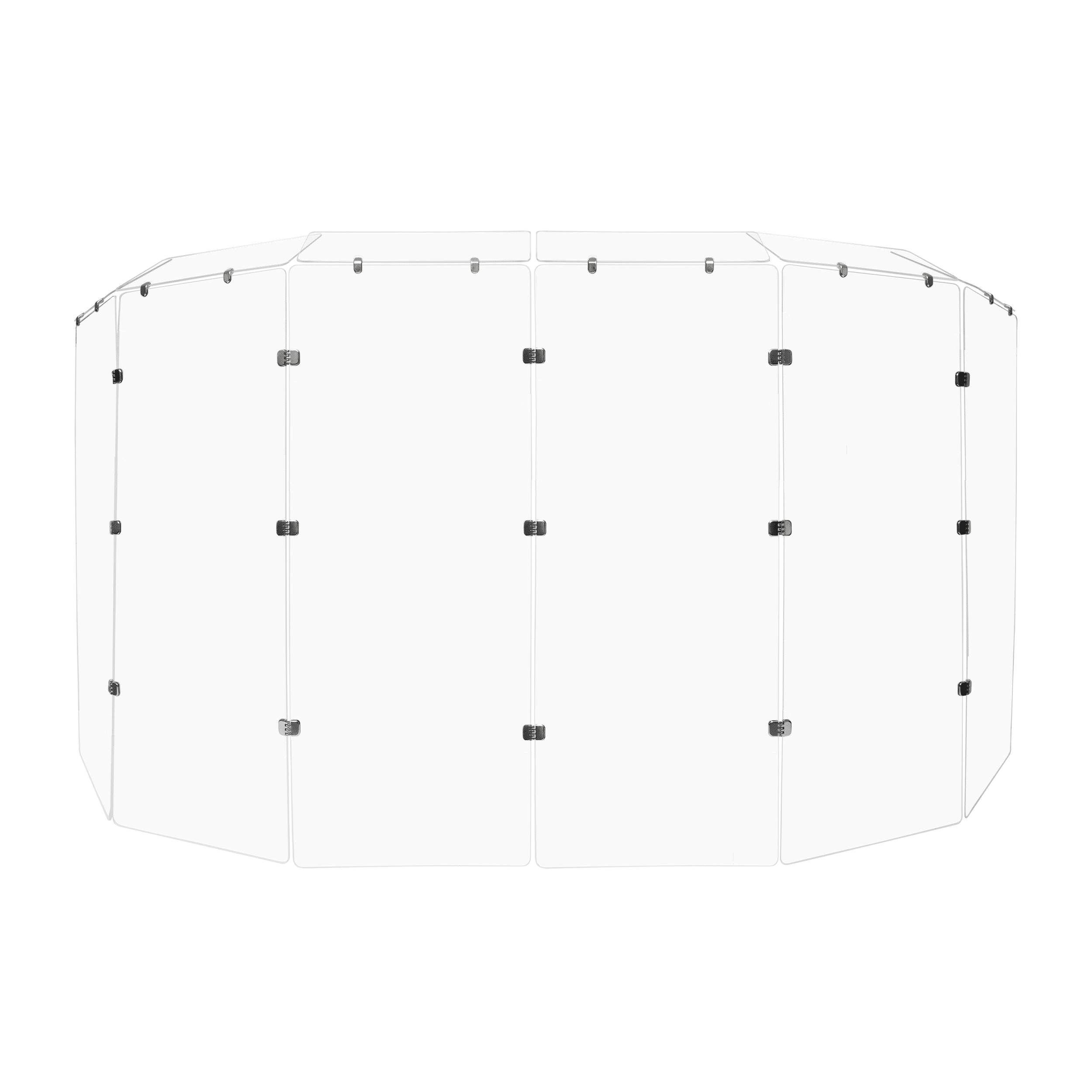 PENNZONI Drum Shield, 3 Panels & Deflectors w/ Chrome Hinges, 5 ft Clear Acrylic Panels