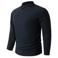 thumbnail image 3 of Long Sleeve Top, Warm Solid Color Pullover with Velvet Base for Men, 3 of 5