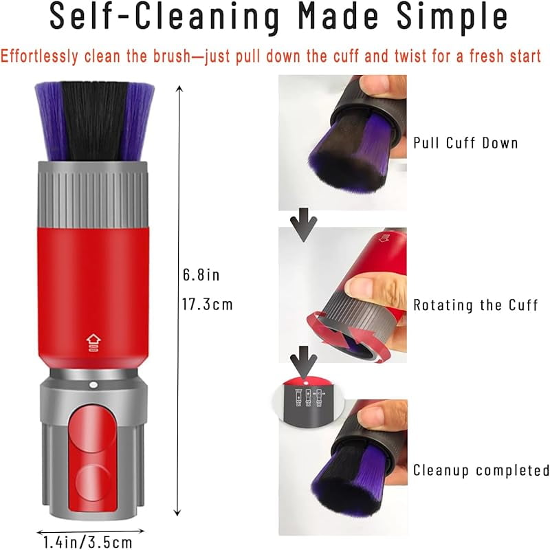 Scratch-free Dusting Brush & 63”Flexible Extension Hose Attachments for Dy*son GEN5 G5 V15 V11 V10 V8 V7 Cordless Vacuum Cleaner, Ideal for Car Detailing, Keyboard/Blinds Cleaning, Delicate Surfaces