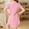 thumbnail image 4 of Y-Sunset Girls Button Down Shirt Dress, Short Sleeve Casual Linen Tunic Dress, Kids Collared Summer Dress with Pocket, Loose Fit Beach Cover Up for Girls(Pink/3-4 Years), 4 of 7