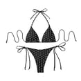thumbnail image 6 of VMESZQFG Women's Polka Dots Bikini Set Halter Two Piece Sexy Swimsuit Triangle Top String Swimwear Tie Side Bathing Suit Black S Size, 6 of 9