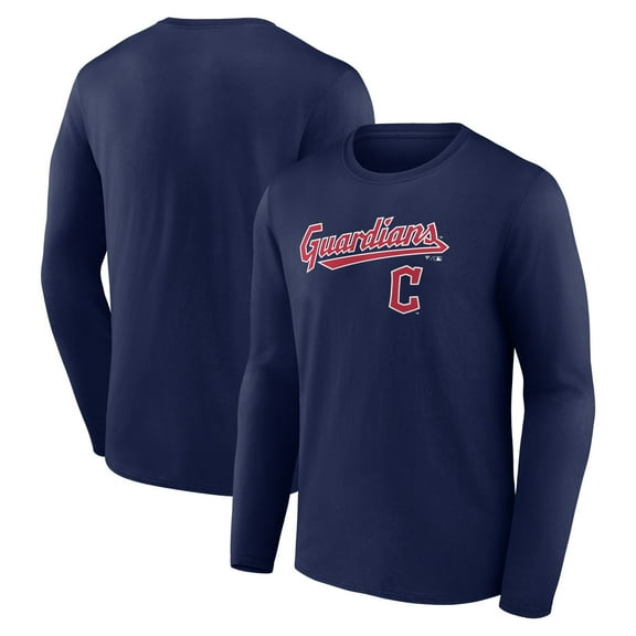 Men's Navy Cleveland Guardians Team Lock Up Long Sleeve T-Shirt