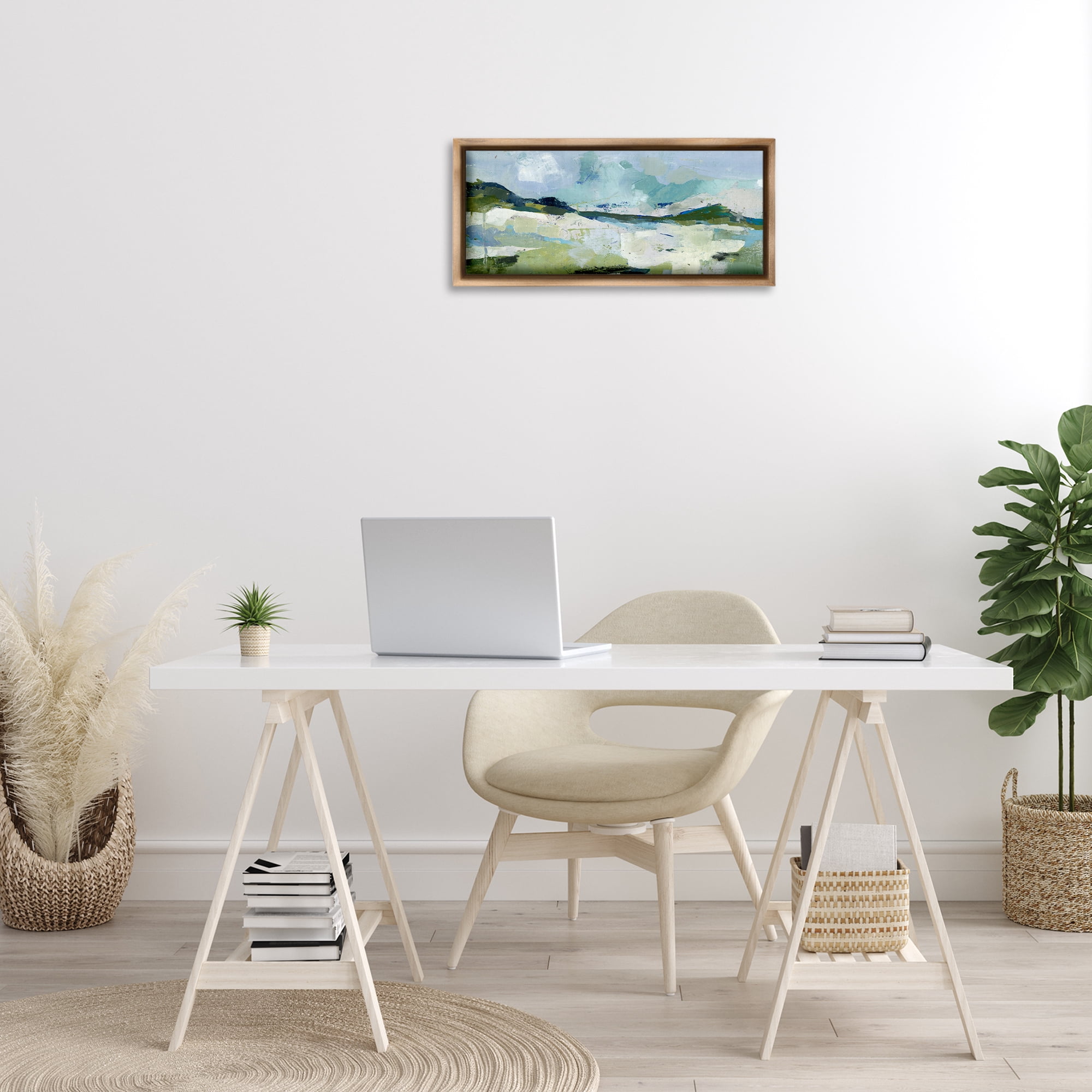 Stupell Industries Restless Landscape Impression Abstract Painting Brown Floater Framed Canvas Art Print Wall Art, 25 x 11