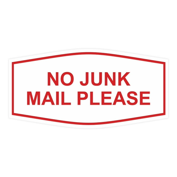 Signs ByLITA Fancy No Junk Mail Please Sign (White/Red) - Large