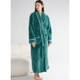thumbnail image 4 of Defitshape Women's Fleece Bathrobe Ankle Bathrobes Fuzzy Plush Billowy Home Chic Chunky Fleece Long Fall Long Sleeve Bath Robe Green Small, 4 of 5