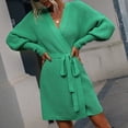 thumbnail image 5 of Lilgiuy Women's Solid Color Long Sleeve Straps Cardigan Long Sweater Coat，Green,8 Winter Fashion 2022, 5 of 5