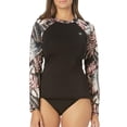 thumbnail image 3 of Hurley Women's UPF 50+ Long Sleeve Pull Over Rash Guard (Scattered Palm, M), 3 of 4