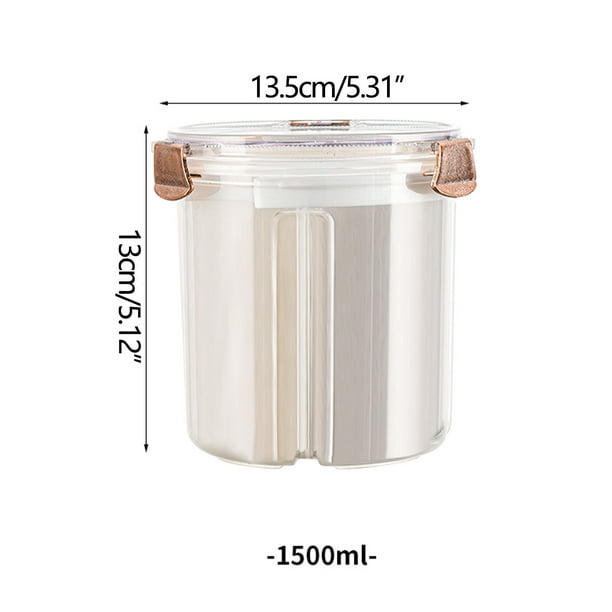 Contenedor de almacenamiento de granos con compartimentos, dispensador de alimentos secos de plástico con tapa giratoria, organizador de cocina, almacenamiento hermético para despensa para arroz,