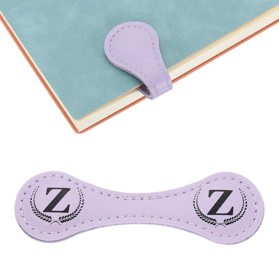 Personalized Magnetic Leather Bookmark, 26 Letters Bookmark, (Purple/Z)