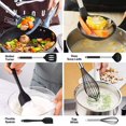 thumbnail image 4 of Juego de utensilios de cocina, juego de utensilios de cocina de silicona de 17 piezas, espátula resistente a los arañazos y al calor con ganchos de 15 piezas, color negro Vhermosa YQ-0944, 4 of 7