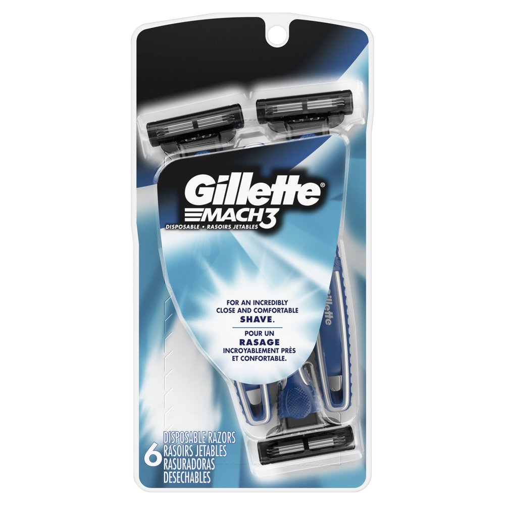 Gillette Mach3 Disposable Razors for Men, 3Bladed, 6 Count Walmart