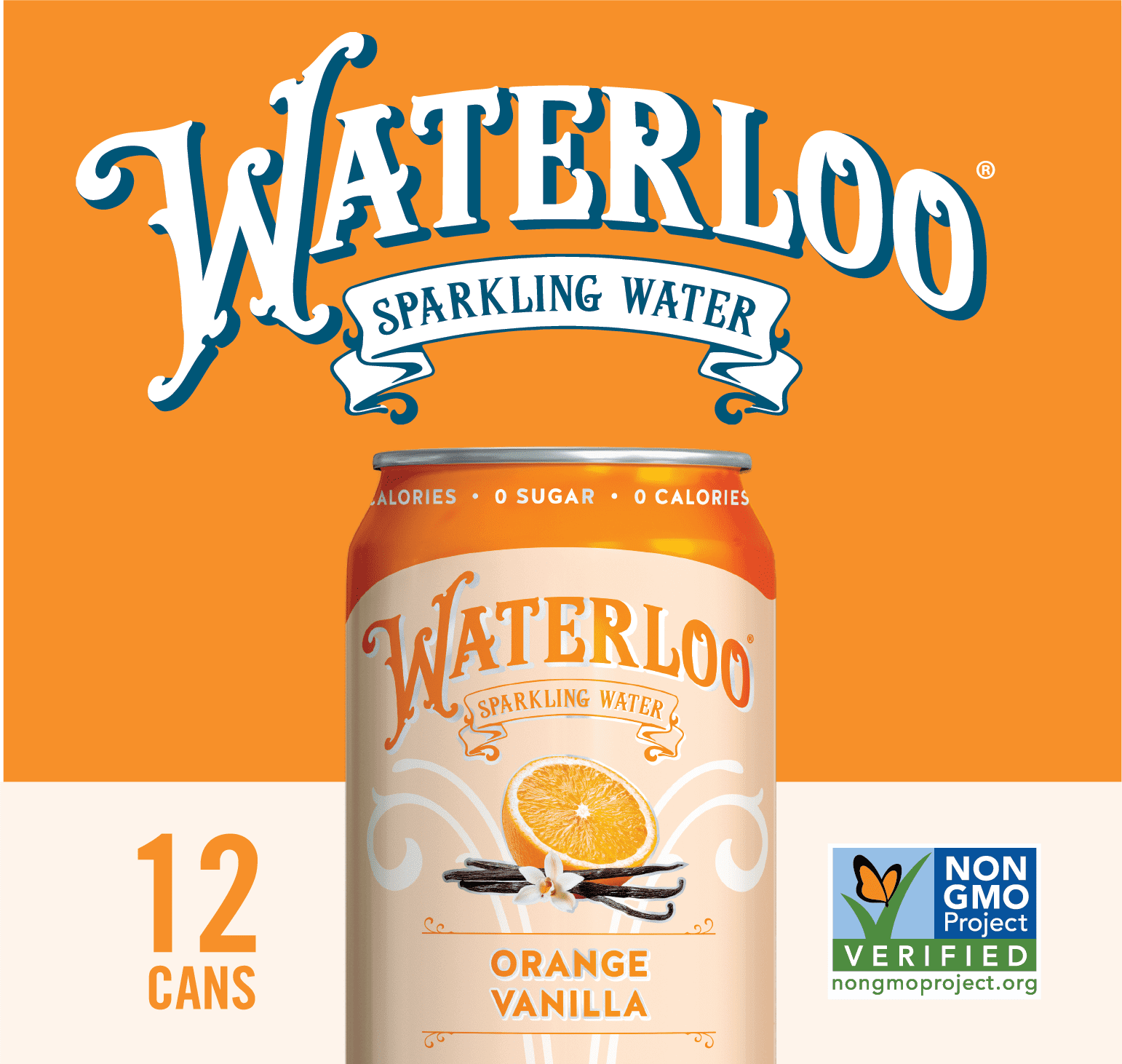 Waterloo Sparkling Water, Orange Vanilla, 12 fl oz, 24 Pack Cans