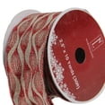 thumbnail image 3 of Northlight Brown and Red Glittered Christmas Wired Craft Ribbon 2.5" x 10 Yards, 3 of 3