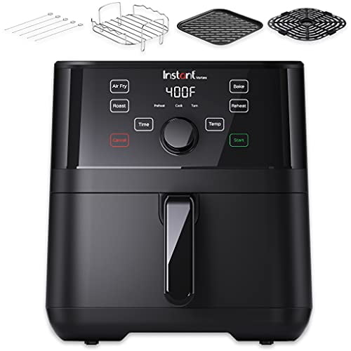 Instant Vortex 4-in-1 Basket Air Fryer with 4 Customizable One-Touch Cooking Programs, Digital Touchscreen, Large Non-Stick Fryer Basket, 5.7 Quart Capacity and Bonus Grilling Accessories, Black