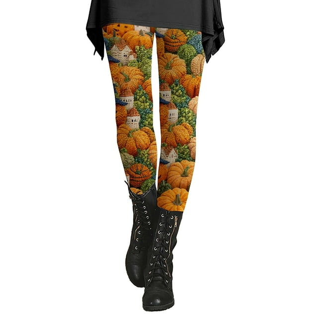 Jindong Leggings de Noël pour Femmes Automne et Hiver Imprimé Artistique Pantalons Doux et Extensibles