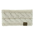 thumbnail image 2 of Cyglowse Soft Stretch Winter Warm Cable Knit Fuzzy Lined Ear Warmer Headband Beige, 2 of 2