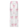 thumbnail image 4 of Pink Bow Pattern Pajama Pants Breathable with Pockets Pajamas For Lady Vintage Sleeping Pants Bedroom Homewear, 4 of 6