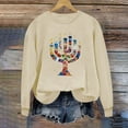 thumbnail image 2 of successthop Hanukkah Sweatshirt for Women Candle Fleece Crewneck Long Sleeve Festival Sweater Jewish Pullover Top, 2 of 4