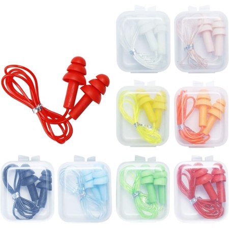 Waterproof Corded Earplugs Silicone , Swimming Earplugs Noise Cancelling Tree-Shape Reusable Cord Earplugs for Sleeping Swimming Bathing Travel (8 Pack)