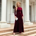 thumbnail image 4 of Vestido Elegante de Terciopelo con Cinturón, Plisado, de Larga, para Fiesta Formal de Boda, para Mujer Rojo Oscuro M, 4 of 9