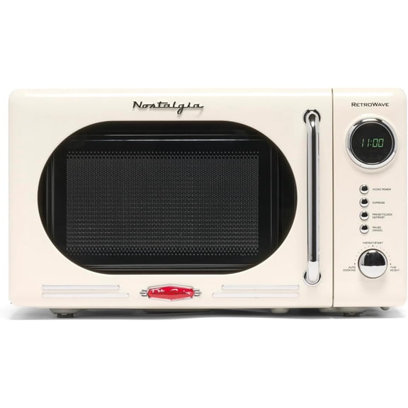 Nostalgia Retro Microwave for Countertop 0.7 cu ft Vintage Microwave, Ivory