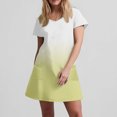 thumbnail image 6 of GaThRRgYP Packable Crew Neck Dress-Carry-On Friendly Travel,Women's Fashion Summer Gradient Short-sleeved V-neck Casual Dress Mint Green XL, 6 of 8