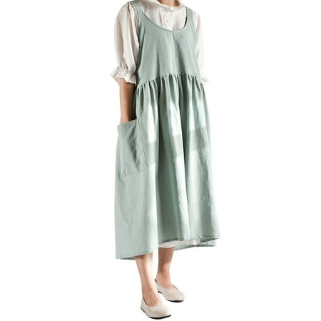 

Women Retro Bib Apron Cotton Linen Cross Back Apron Flower Shop Clothing Cafe Baking Kitchen Cooking Apron