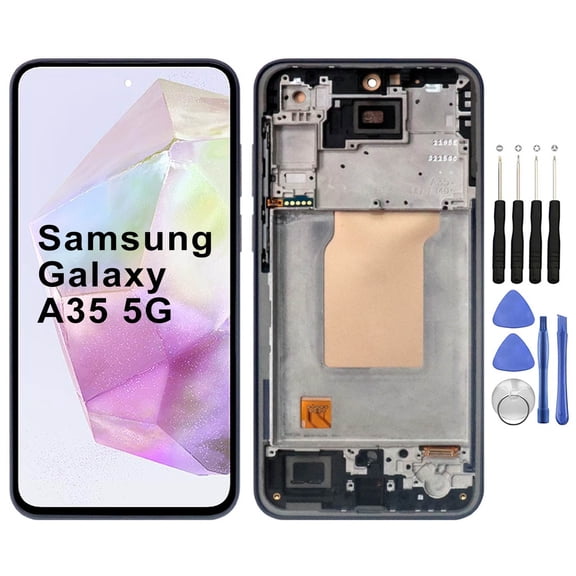 KIQ Replacement LCD Screen Full Assembly with Digitizer Compatible with Samsung Galaxy A35 5G (With Frame)(incell)(No Fingerprint Unlock)