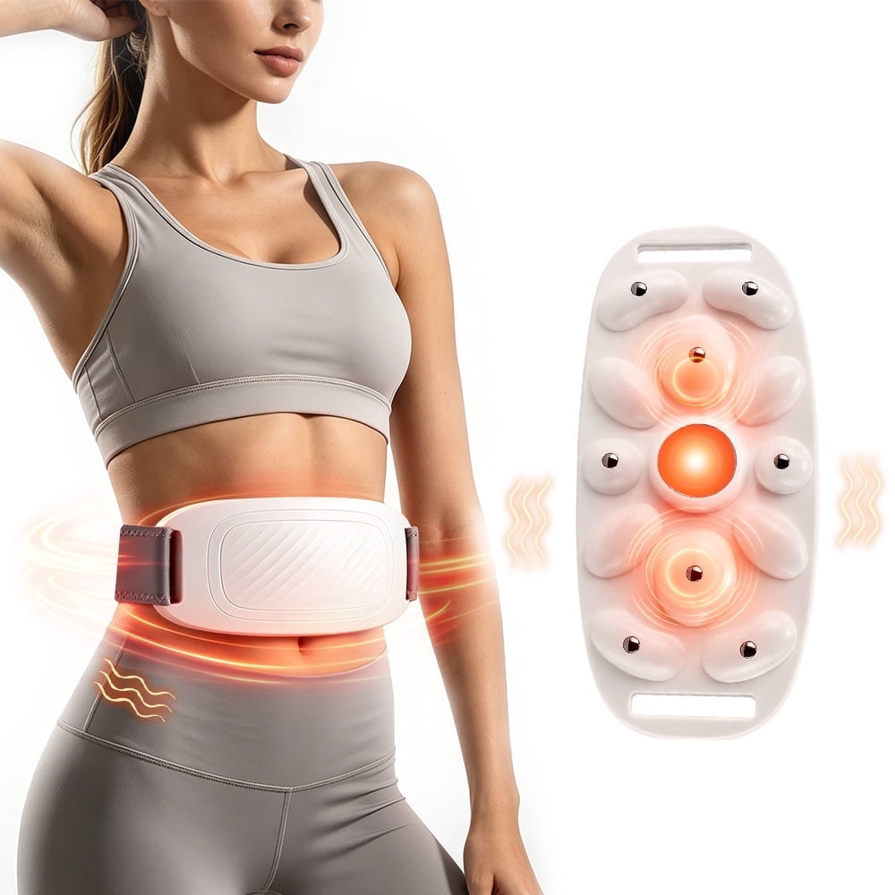 Electric Abdominal Massager with Heat, 9 Intensity & 6 Modes, Cordless Belly Waist Heating Pad, Body Relaxation Massager for Bloating Flattening Belly Home Use
