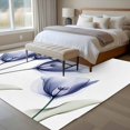 thumbnail image 4 of Retro Spring Area Rugs 5x7 ft Blue Tulip Flower Leaf Floral Washable Rug Non Slip Indoor Carpet Absorbent Floor Mat for Living Room Bedroom Dining Room, 4 of 9
