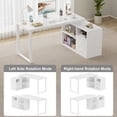 thumbnail image 3 of Furmax 55" L-Shaped Corner Computer Desk with File Cabinet, Power Outlet, Home Office Desk with 2 Drawers and 3 Storage Shelve, Workstation Executive Desk with Storage Shelf for Home Office, White, 3 of 8